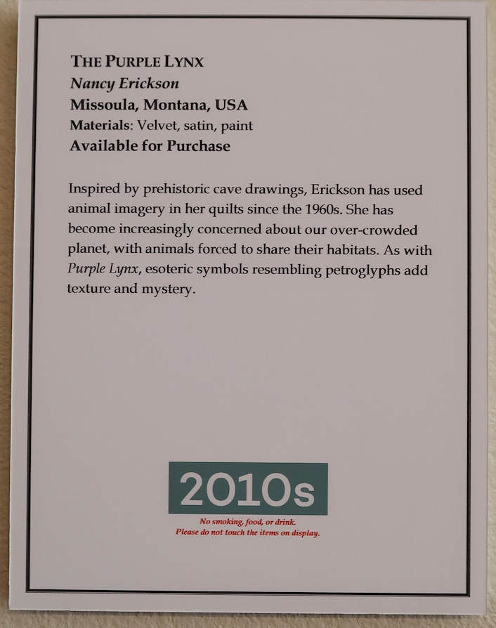 "The Purple Lynx" by Nancy Erickson - Sign